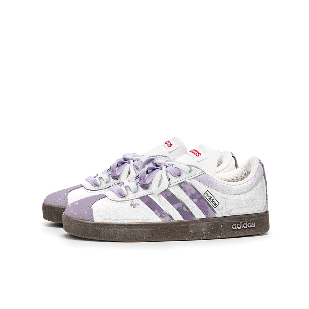 Adidas Neo VL Court 2.0 Wisteria Anti Slip Wear Resistant Low Top Skateboard Shoes Unisex Purple Brown