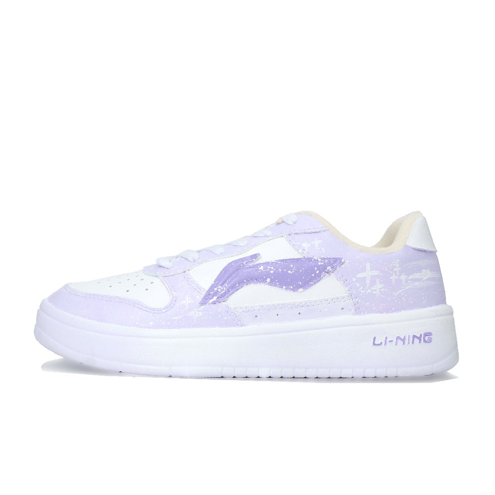 LiNing Pontoon Boats Abrasion Resistant, Lightweight, And Breathable Low top Skateboard Shoes Unisex White Purple