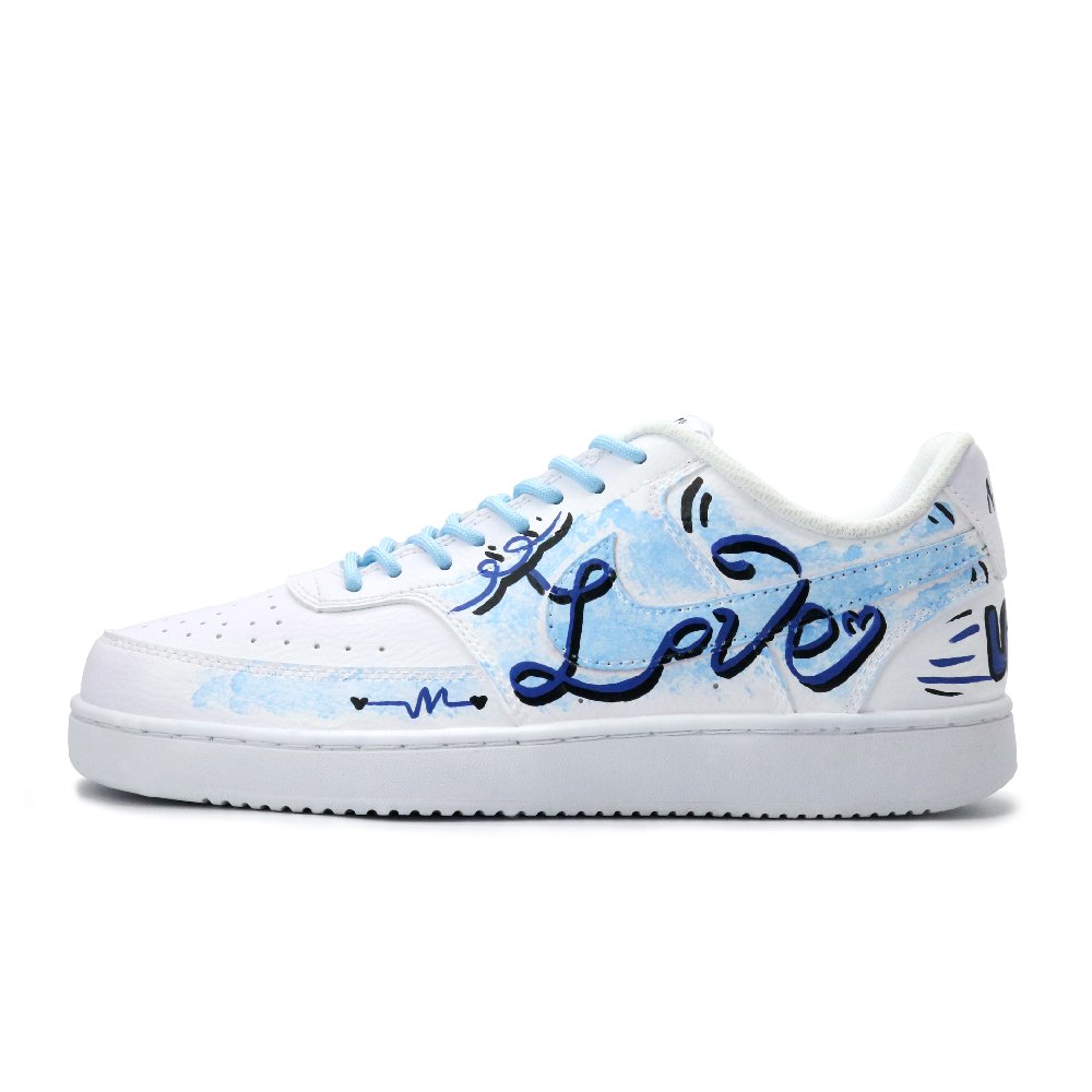 Nike Court Vision 1 Love Letter Lightweight And Breathable Low Top Skateboard Shoes Men's Blue White