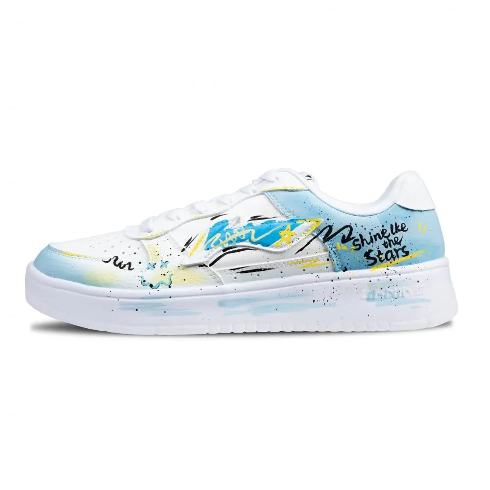 LiNing Pontoon Boats Slip Resistant, Abrasion Resistant, Breathable Low top Skateboard Shoes Unisex White Blue