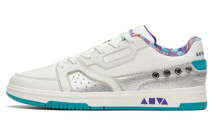 Anta AOYU Anti-Slip Wear-Resistant Low-Top Skateboard Shoes Men's White Silver Gray
