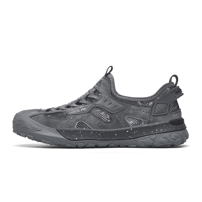 Jeep Cushioning Abrasion Resistant Lightweight Breathable Slip Resistant Low Top Outdoor Hiking Shoes Men's Gray