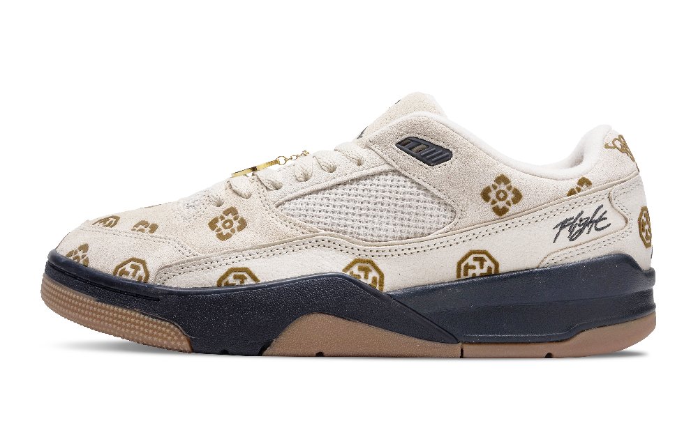 Jordan FLIGHT COURT Mocha Mandala, Flock Craft Anti Slip Wear Resistant Low Top Vintage Basketball Shoes Unisex Brown