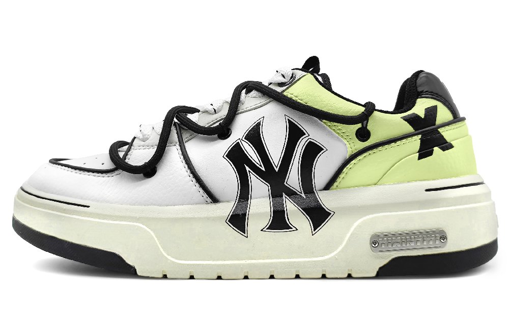 MLB Chunky Liner Anti-Slip And Wear-Resistant Height Increasing Low-Top Skateboard Shoes Unisex White Black Green