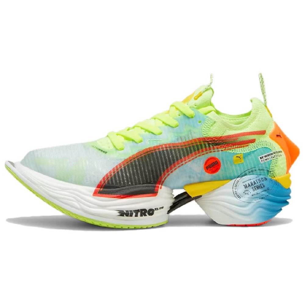 PUMA Fast R Nitro Elite 2 Anti Slip Wear Resistant Low Top Running Shoes Women's Blue White