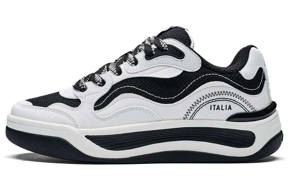 Kappa Back to Back Abrasion Resistant Low Top Skateboard Shoes Unisex Black White