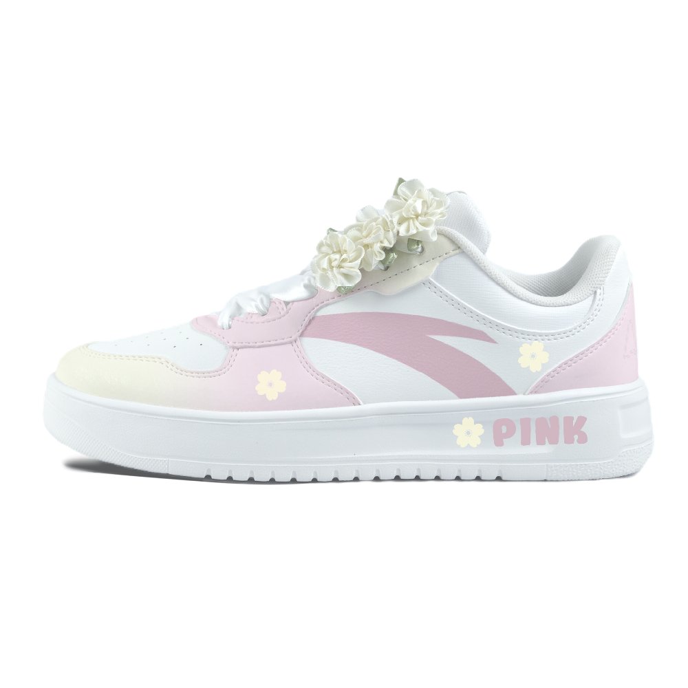 Anta Relaxed Anti Slip Wear Resistant Low Top Skateboard Shoes Unisex White Pink Yellow