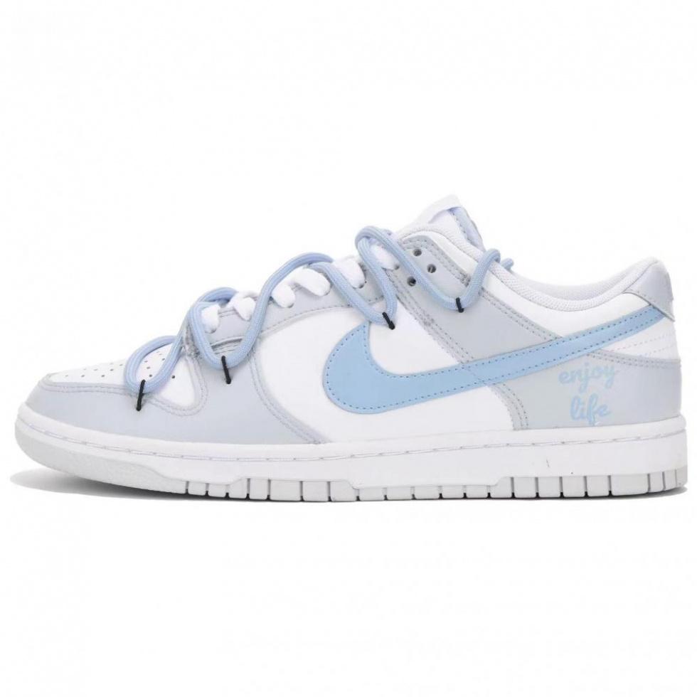 Nike Dunk Low Vibe Anti-Slip Wear-Resistant Low-Top Skateboard Shoes GS Gray Blue