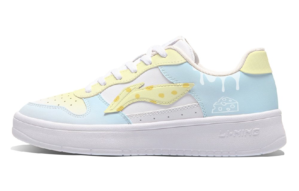 LiNing Pontoon Boats Abrasion Resistant Shock Absorbers Low Top Skateboard Shoes Women's White Blue Yellow