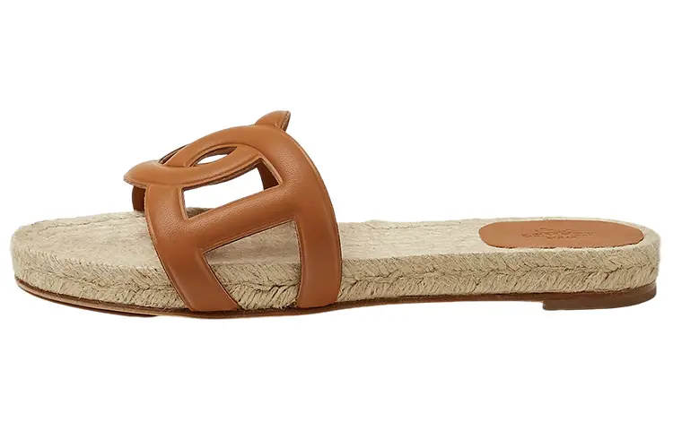 HERMES Famosa Quiet Slide Slippers Women's Brown