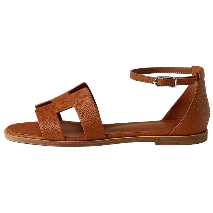 HERMES Santorini One Strap Sandals Women's Brown