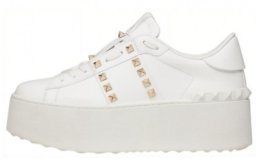 Valentino Garavani Rockstud Untitled Leather Flatform Sneakers
