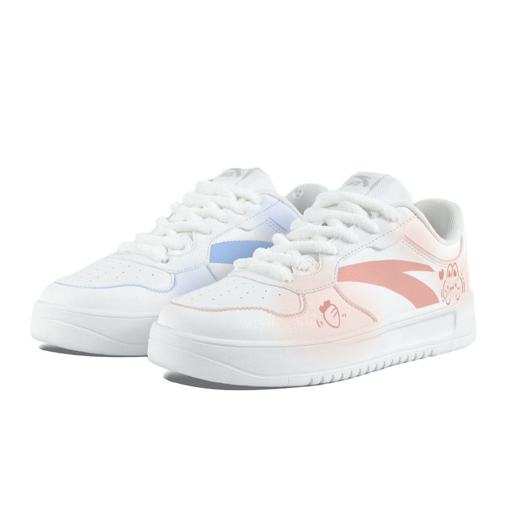 Anta Relaxed Anti Slip Wear Resistant Low Top Skateboard Shoes Unisex Pink Blue Mismatched
