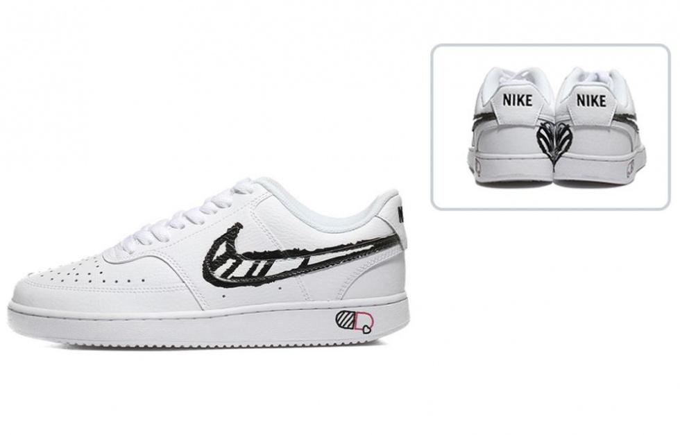 Nike Court Vision 1 Love Emoji Collection Low-Top Skateboard Shoes Unisex White Black