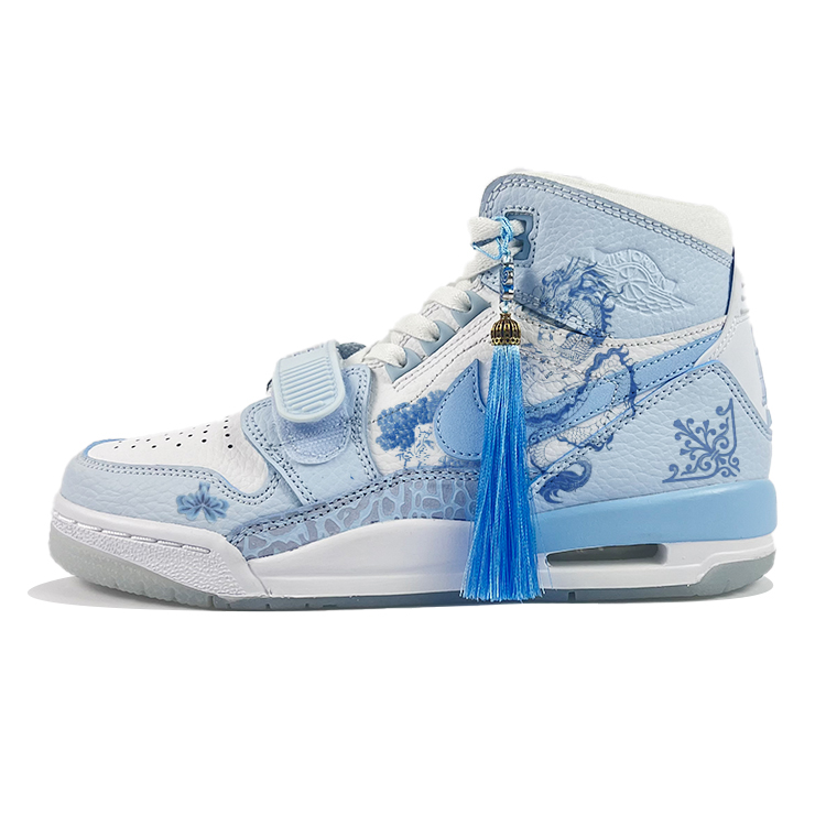 Jordan Legacy 312 Cushioning, Abrasion Resistant, And Waterproof Mid Top Vintage Basketball Shoes GS Carolina Blue