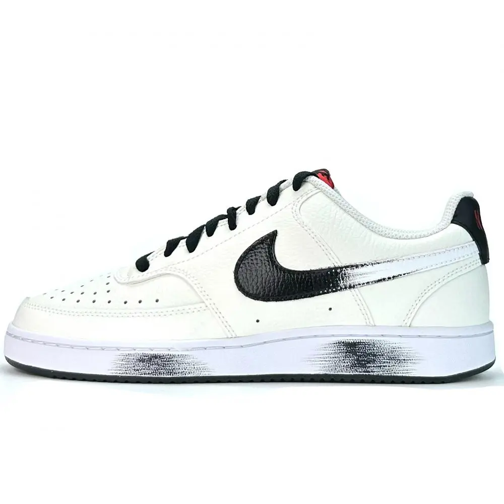 Nike Court Vision 1 Mountain Bell Birch Abrasion Resistant Low Top Skateboard Shoes Unisex Black White