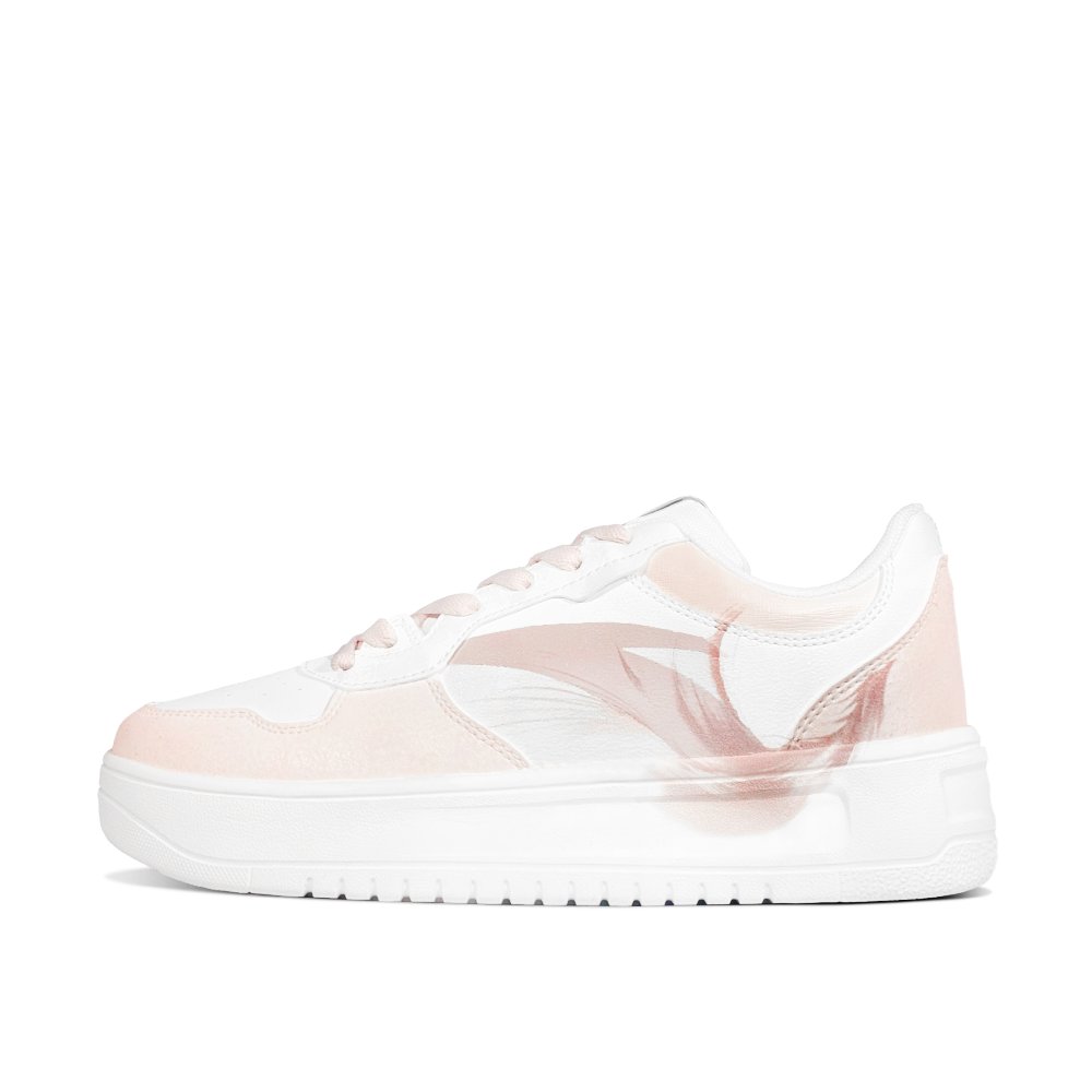Anta Relaxed Abrasion Resistant Lightweight Slip Resistant Low Top Skateboard Shoes Women's White Pink