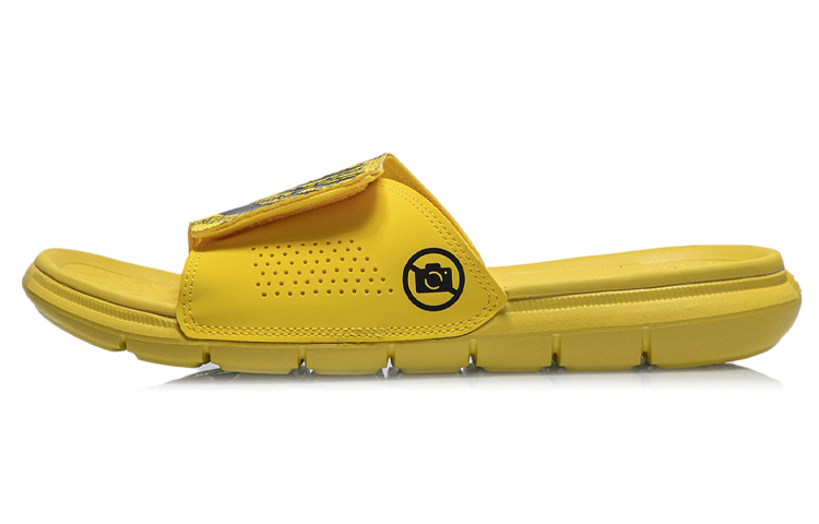 LiNing Badfive Rubber Sole EVA Quiet Slide Slippers Men's Black Yellow