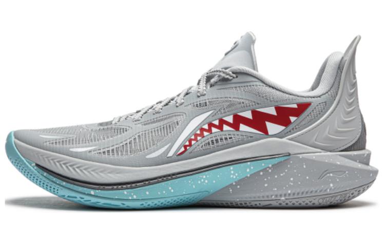 LiNing SONIC 12 Great White Shark Anti-Slip And Wear-Resistant Support Rebound Low-Top Basketball Shoes Men's Gray Red