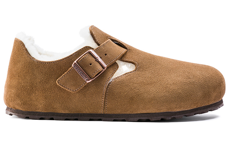 Birkenstock London Shearling Suede Leather Narrow Fit 'Tea' купить в интернет-магазине Yoocart с быстрой доставкой по России.