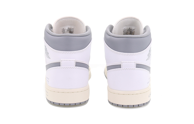 Jordan Air Jordan 1 Mid Abrasion-Resistant High-Top Vintage Basketball Shoes Men's White Gray купить в интернет-магазине Yoocart с быстрой доставкой по России.