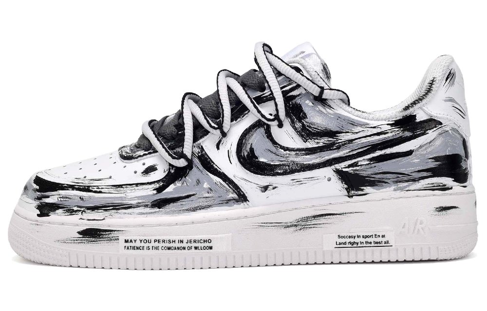 Nike Air Force 1 Low CUS ID Ink Teal Slip-Resistant Low-Top Skateboard Shoes Women's Black White Gray