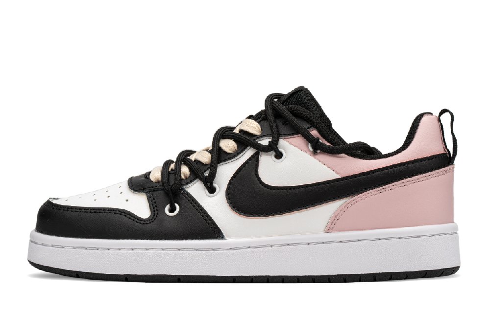 Nike Court Borough Low Top Skateboard Shoes GS Black Pink