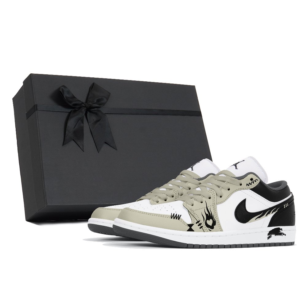 Jordan Air Jordan 1 Abrasion Resistant Low Top Vintage Basketball Shoes Unisex Black