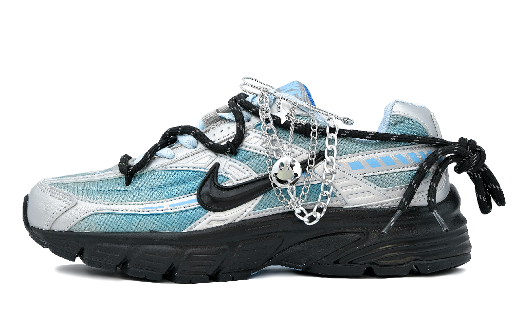Nike Initiator Cushioned Slip-Resistant Breathable Low-Top Casual Running Shoes Women's Silver Blue