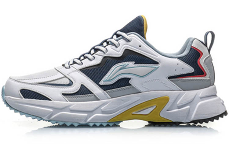 LiNing Slip Resistant Abrasion Resistant Low top Running Shoes Men's Deep Water Duck Blue