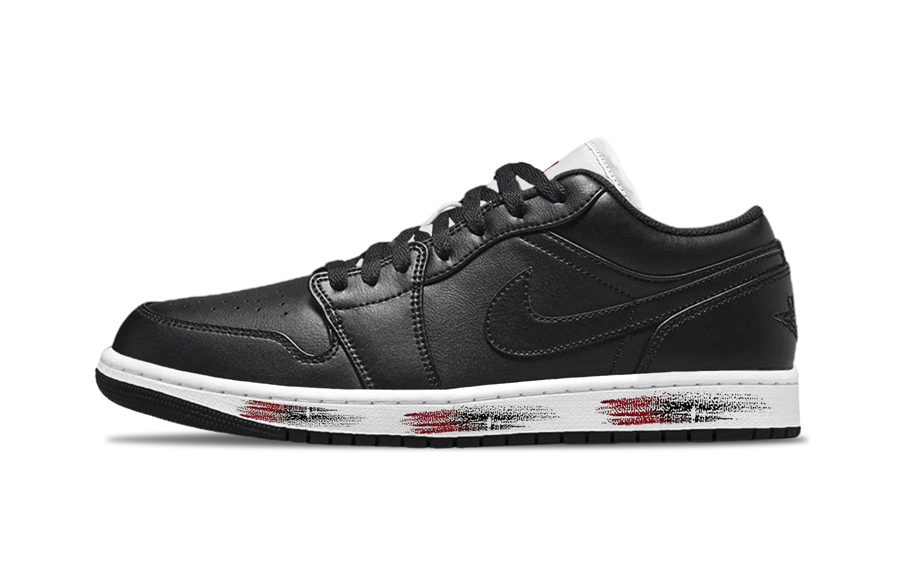 Jordan Air Jordan 1 Charcoal Black Support Low top Vintage Basketball Shoes Unisex Black White