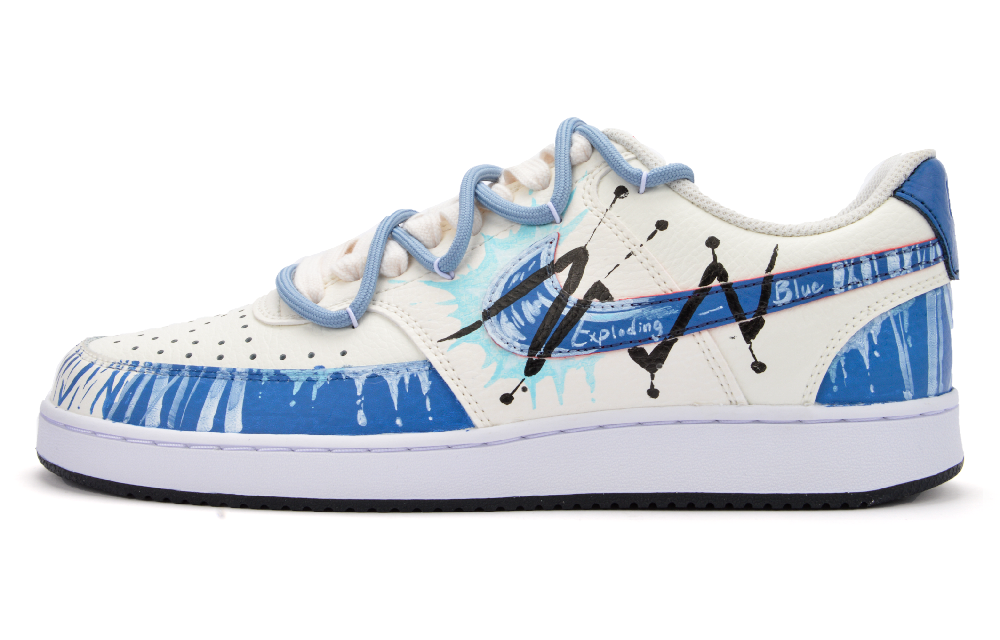 Nike Court Vision 1 Wear resistant And Lightweight Low Top Skateboard Shoes Men's Blue White