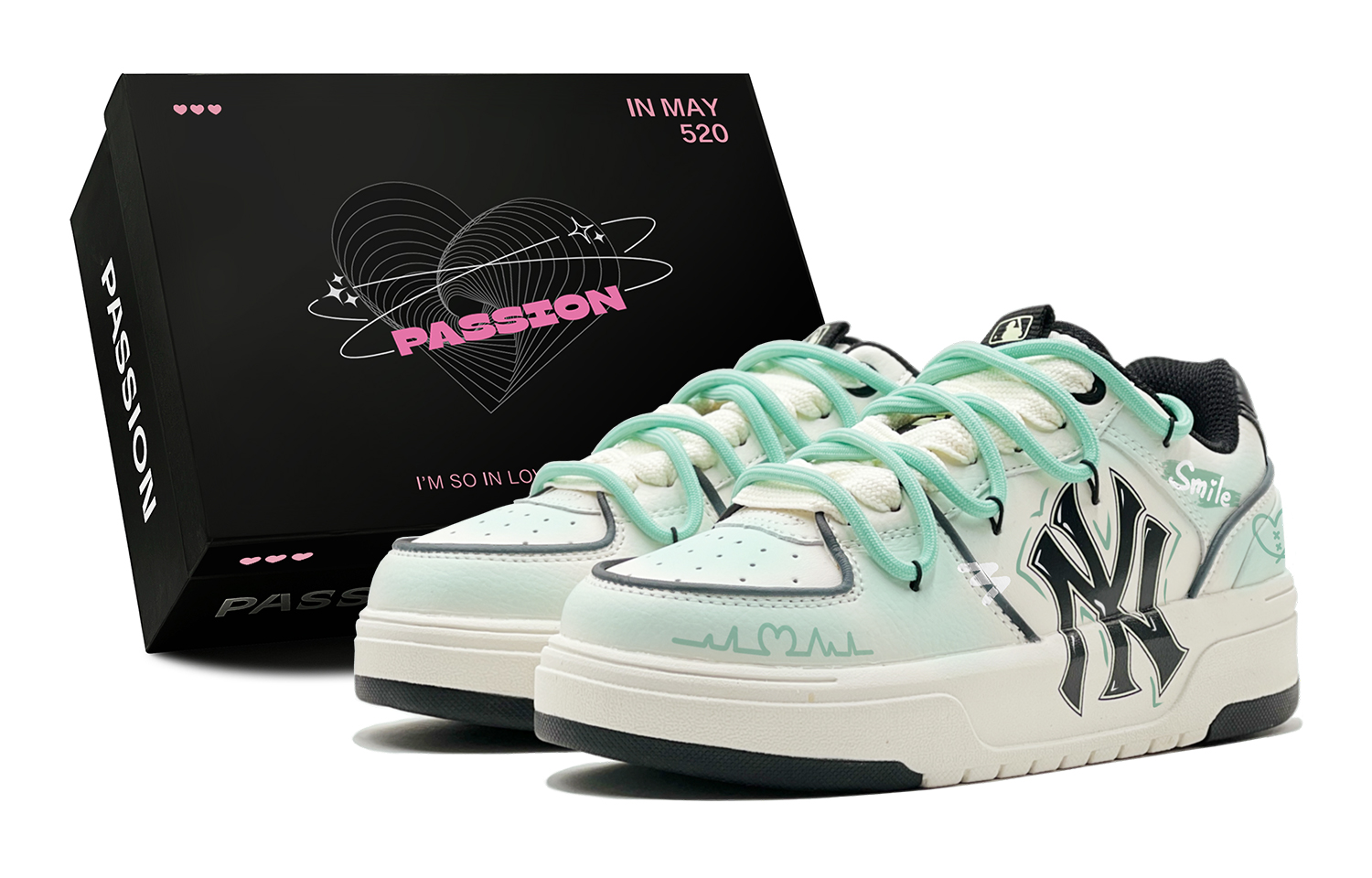 MLB Chunky Liner Mint Sweetheart Low-Top Skateboard Shoes Unisex Green White