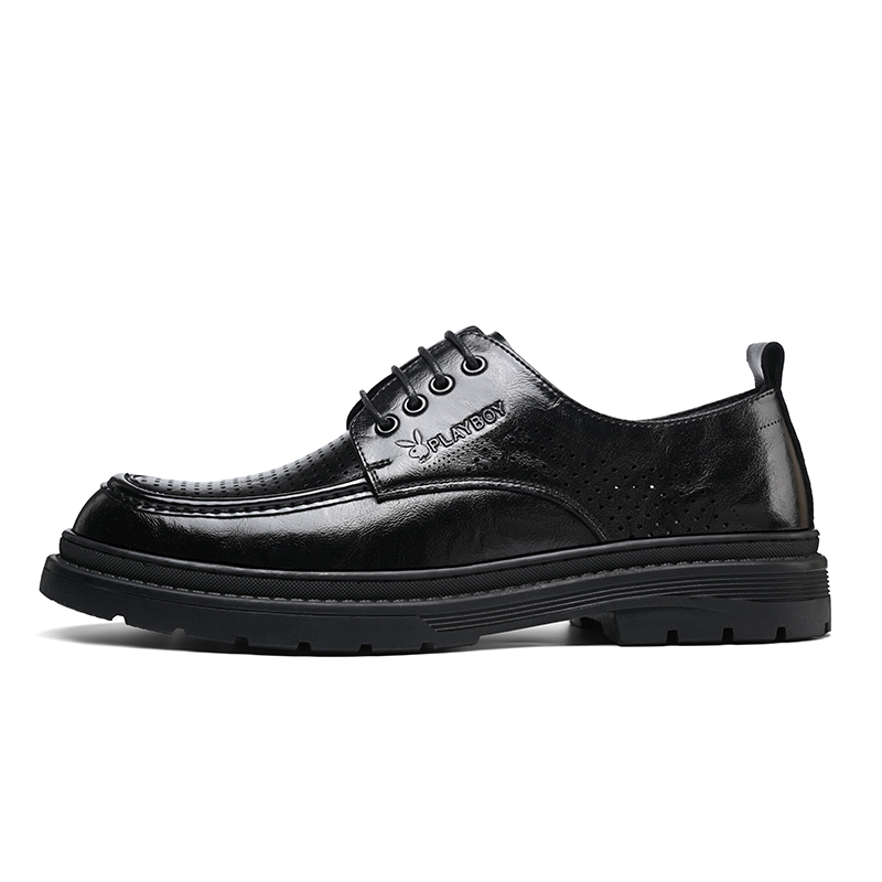 Playboy Playboy Business Casual Leather Shoes Men's Black Low-Top