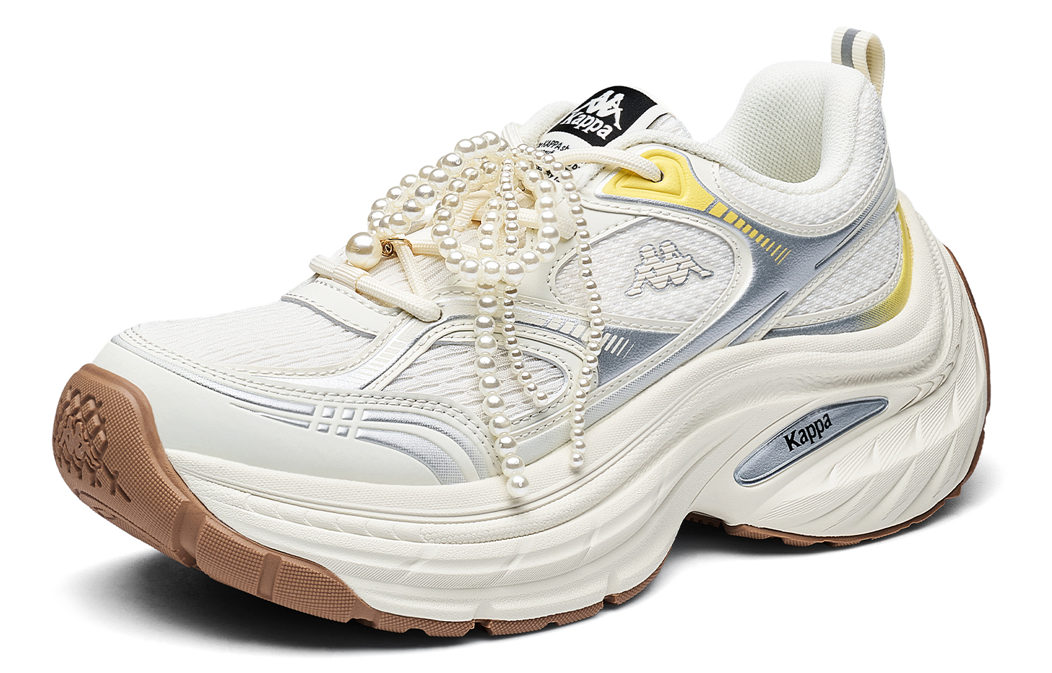 Kappa Back to Back Anti Slip And Wear Resistant Height Increasing Low top Chunky Sneakers Women's White Silver купить в интернет-магазине Yoocart с быстрой доставкой по России.