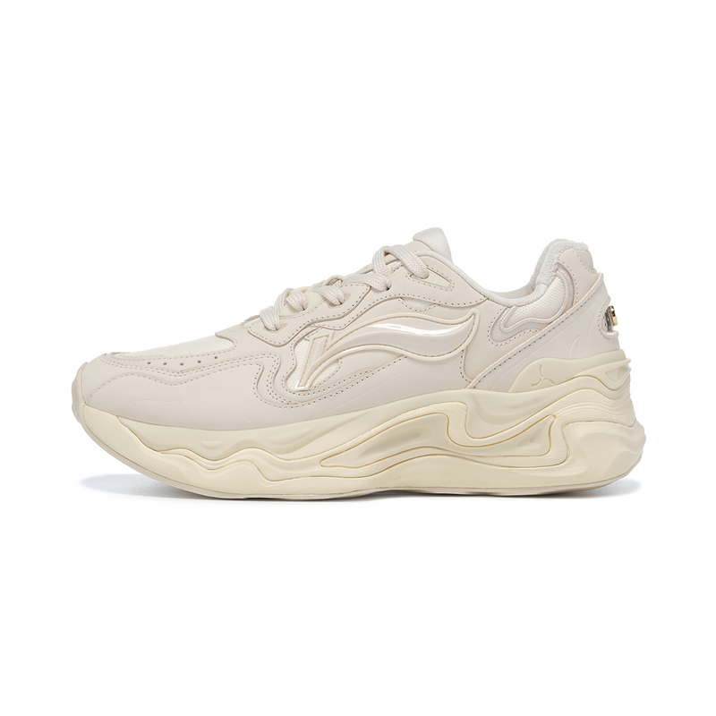 LI NING 1990 Lava 2 Cushioning Wear Resistant Low Top Casual Shoes Women's Beige Yellow