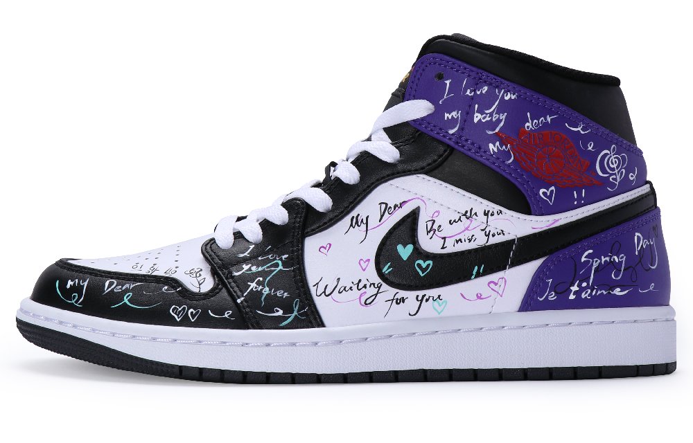 Jordan Air Jordan 1 Vintage Basketball Shoes Men Mid Top Black/Purple