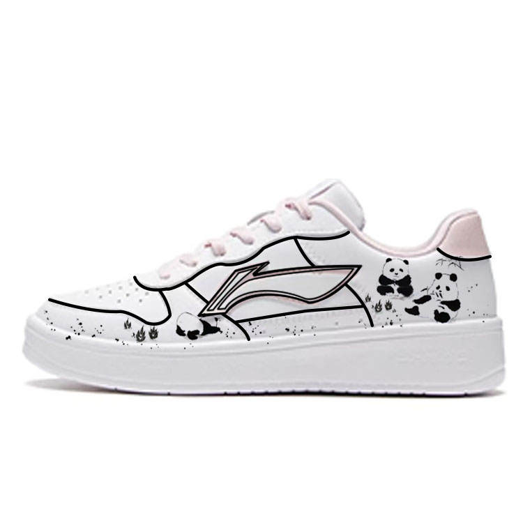 LiNing Pontoon Boats Slip-Resistant Cushioning Wear-Resistant Low-Top Skateboard Shoes Women's White Pink