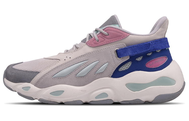LiNing Butterfly Low-Top Chunky Sneakers Women's Gray Pink Blue