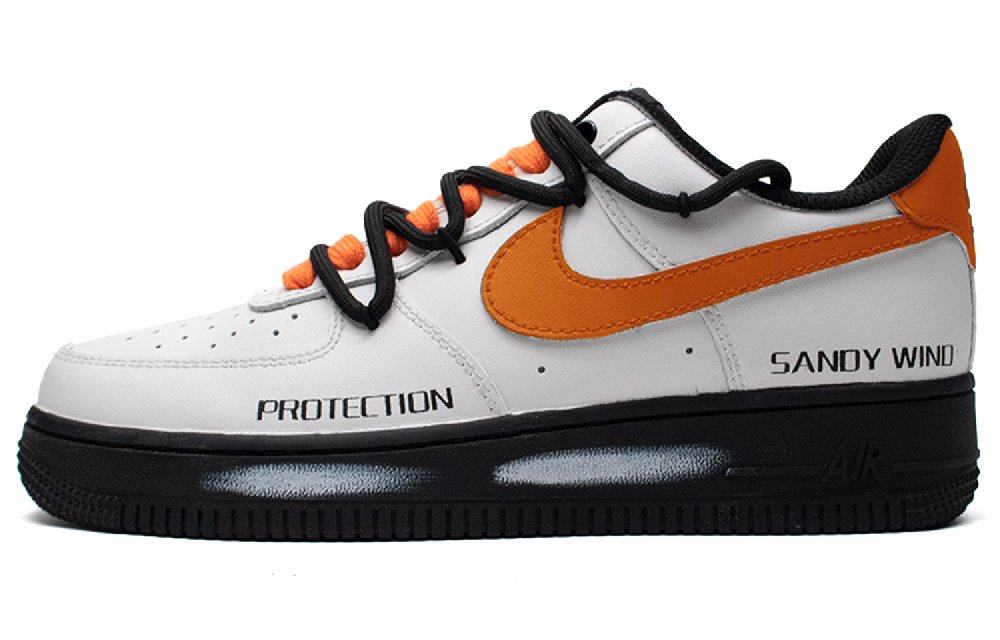 Nike Air Force 1 Orange Soda Slip Resistant Low Top Skateboard Shoes Unisex Black White Orange