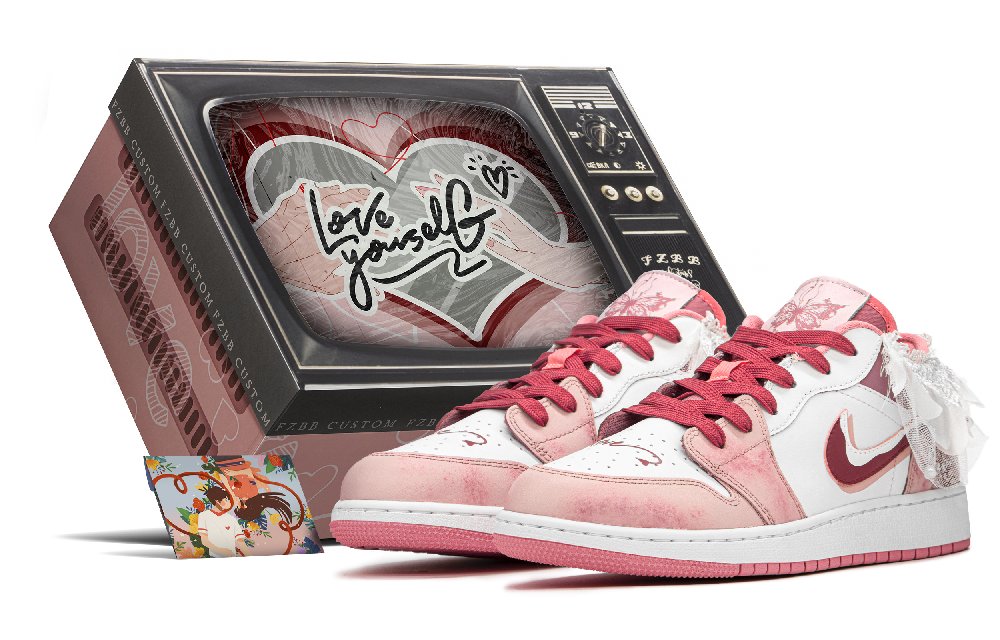 Jordan Air Jordan 1 FZBB Low Top Vintage Basketball Shoes GS Pink White