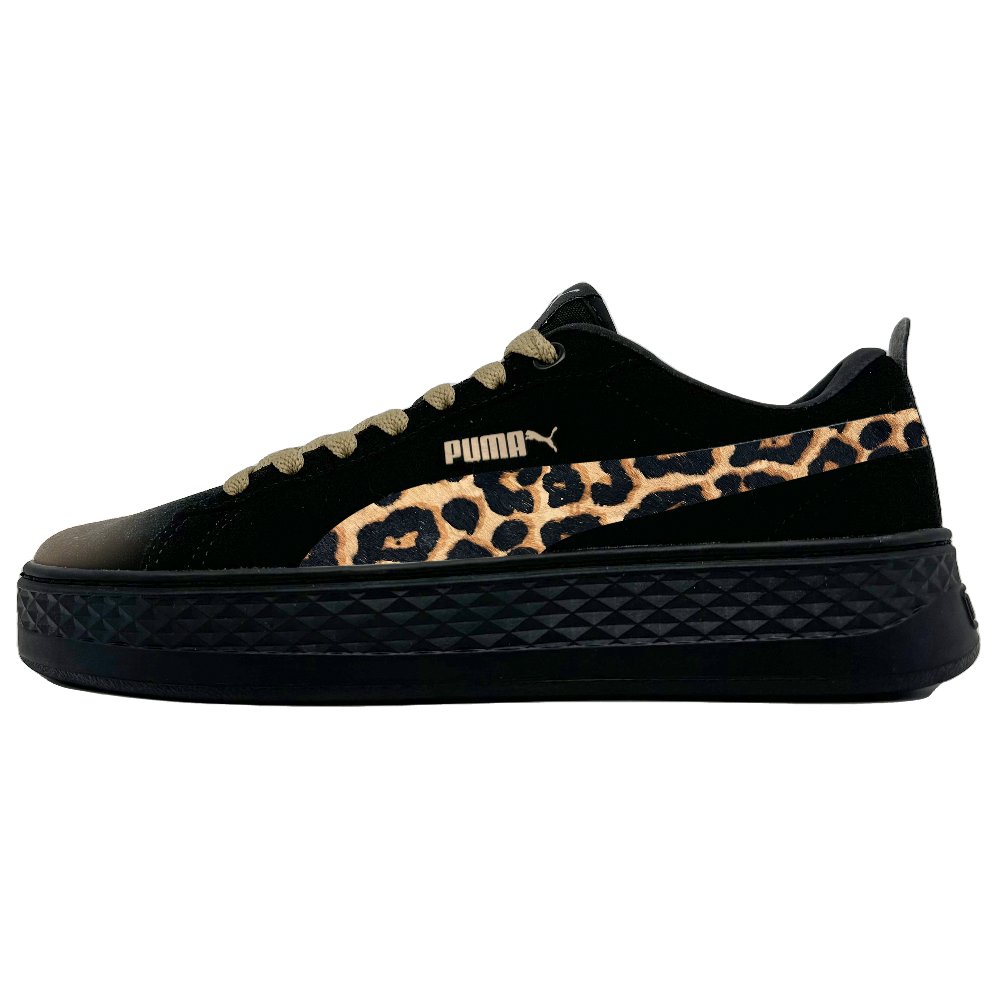 PUMA Smash Platform Anti Slip Wear Resistant Low Top Skateboard Shoes Women's Black Yellow