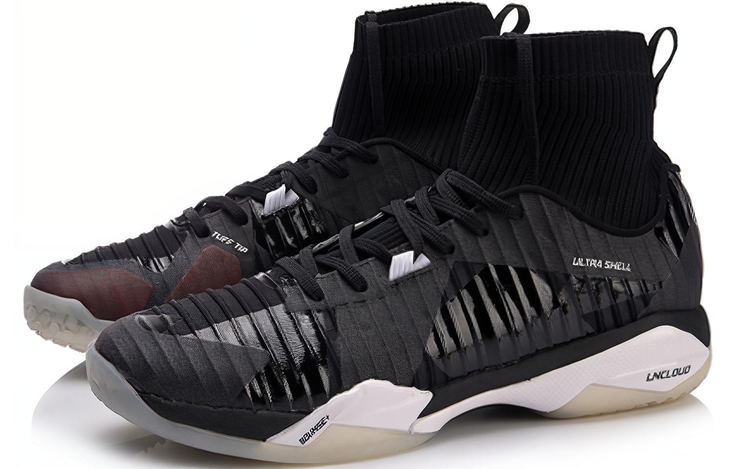 LiNing Frontier Shadow Pro Lightweight Slip-Resistant Cushioning High-Top Badminton Shoes Unisex Standard Black