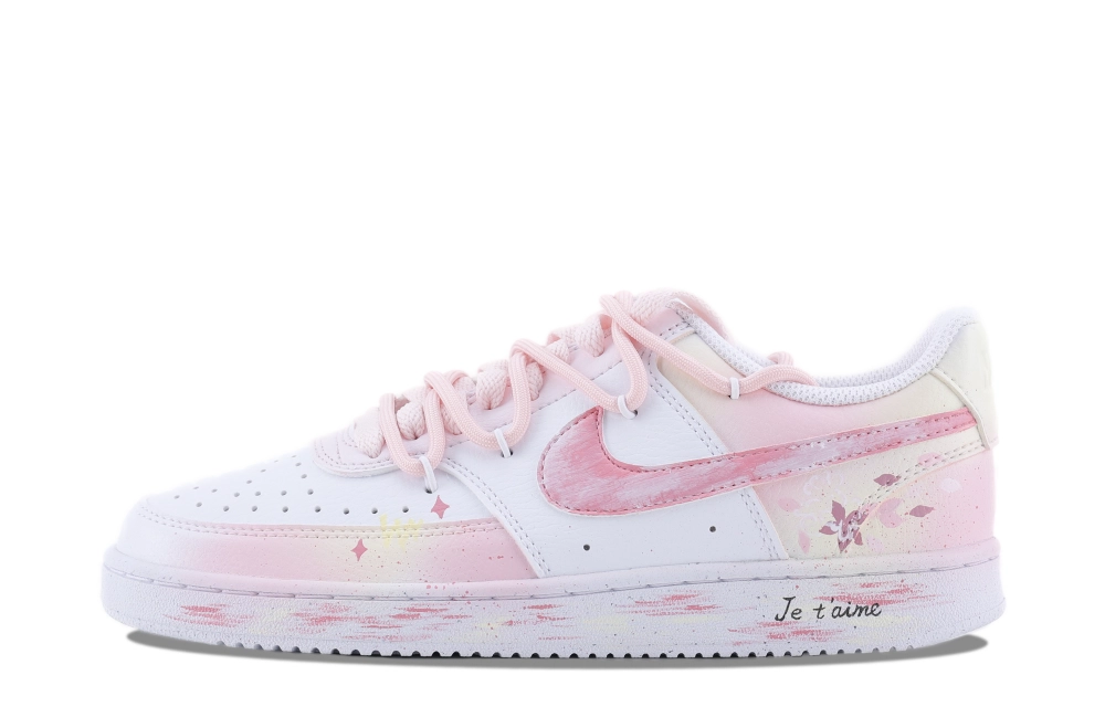 Nike Court Vision 1 Skateboard Shoes Men's Low top White/Yellow/Pink