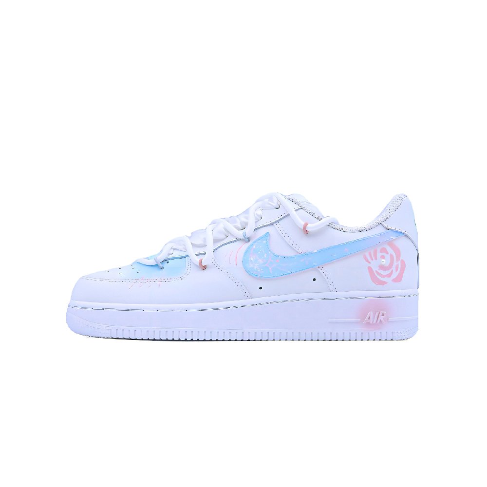 Nike Air Force 1 Abrasion Resistant Low Top Skateboard Shoes Unisex White Blue Pink