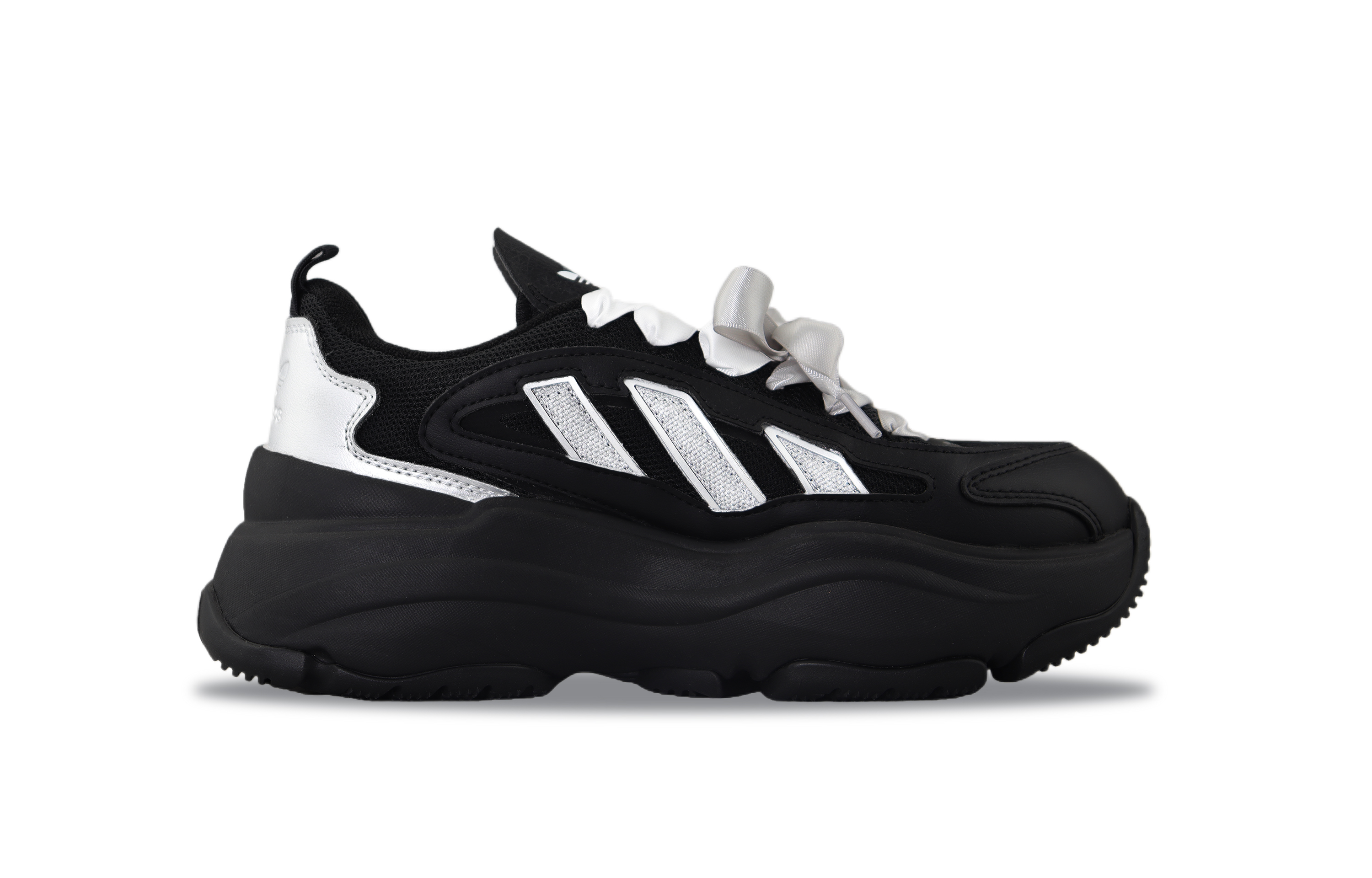 Adidas Originals OZGAIA Abrasion Resistant Low Top Chunky Sneakers Women's Black Silver купить в интернет-магазине Yoocart с быстрой доставкой по России.