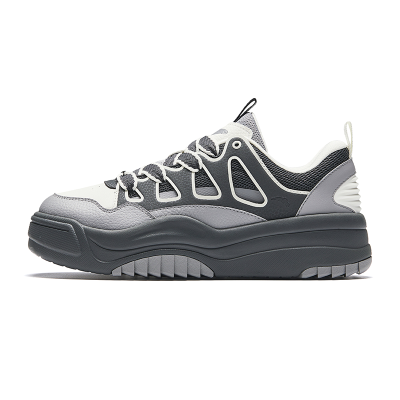 Anta Life Collection Anti-Slip Wear-Resistant Low-Top Skateboard Shoes Men's Gray White