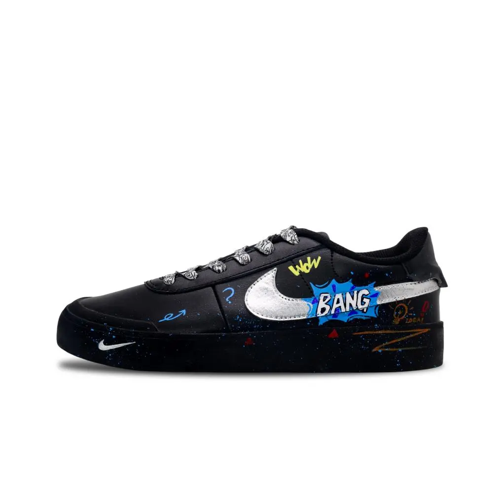 Nike Court Shot Graffiti Wander Abrasion Resistant Low top Skateboard Shoes Men's Black