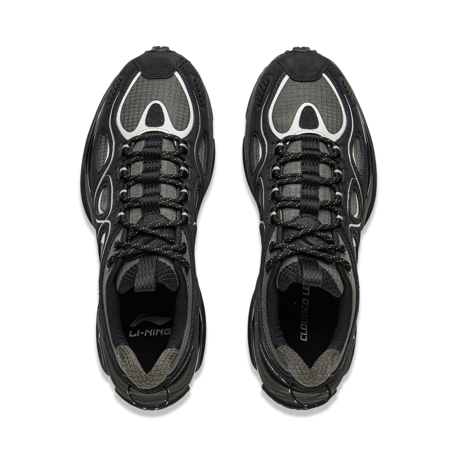 LiNing Rebound Slip-Resistant Mid-Top Casual Shoes Unisex Black Gray