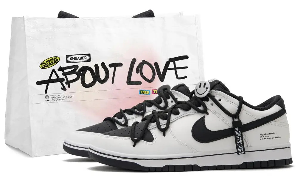 Nike Dunk Silver Screen Silent Comedy 2.0 Abrasion Resistant Low Top Skateboard Shoes Unisex Black White